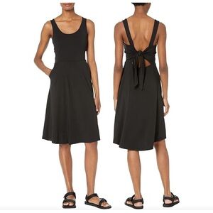 Pact Black Fit-and-Flare Tie-Back Dress